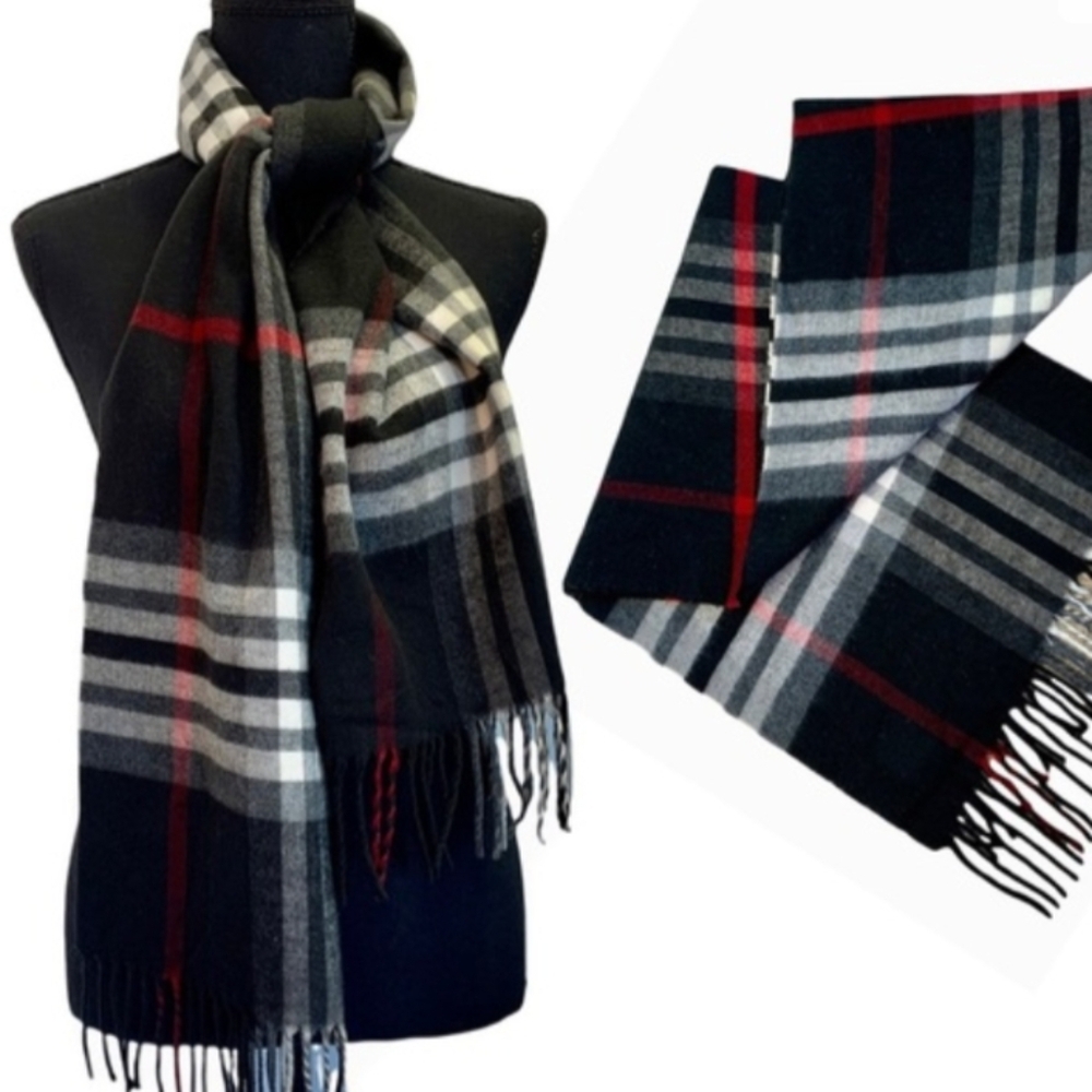 Cashmink Black gray red white soft warm fall winter unisex scarf š„